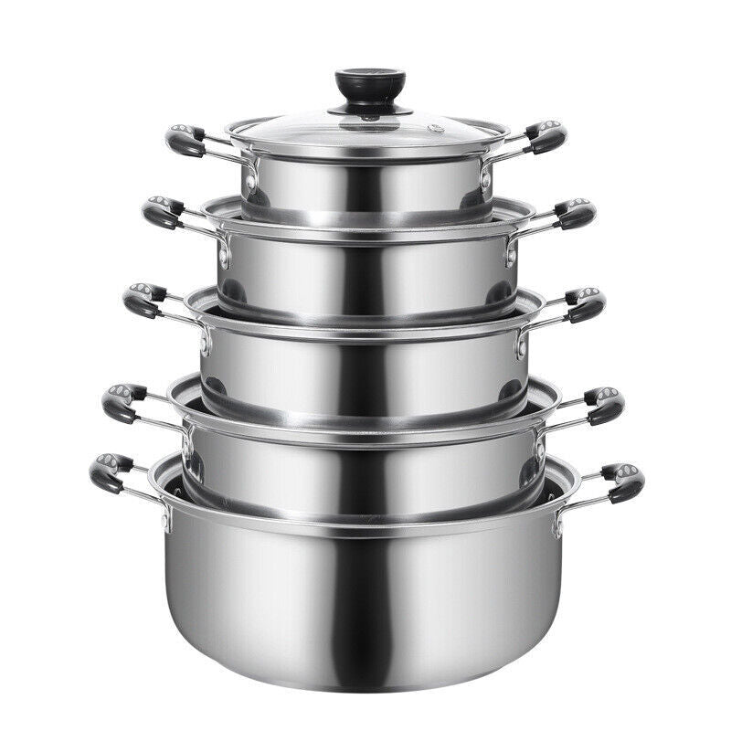 5PCS Stainless Steel Saucepan Set - Induction Compatible