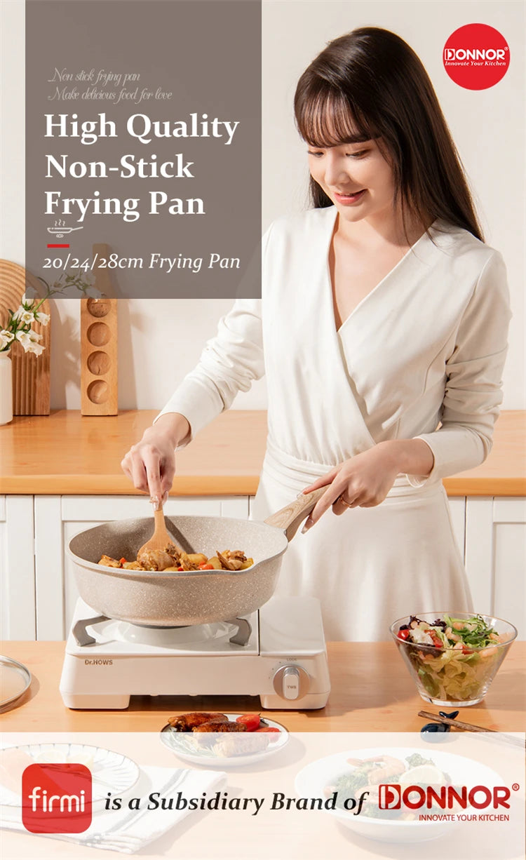 Frying Pan With Lid Nonstick Induction Cooking Skillet Granite Egg Pan Omelet Pans with Heat-Resistant Handle JT280