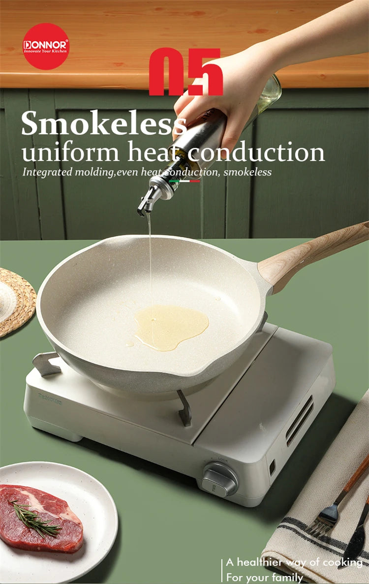 Frying Pan With Lid Nonstick Induction Cooking Skillet Granite Egg Pan Omelet Pans with Heat-Resistant Handle JT280