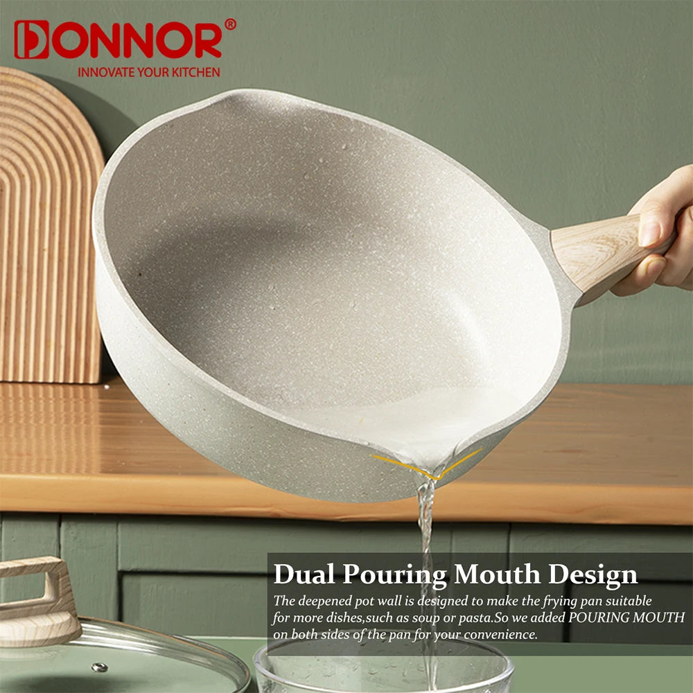 Frying Pan With Lid Nonstick Induction Cooking Skillet Granite Egg Pan Omelet Pans with Heat-Resistant Handle JT280