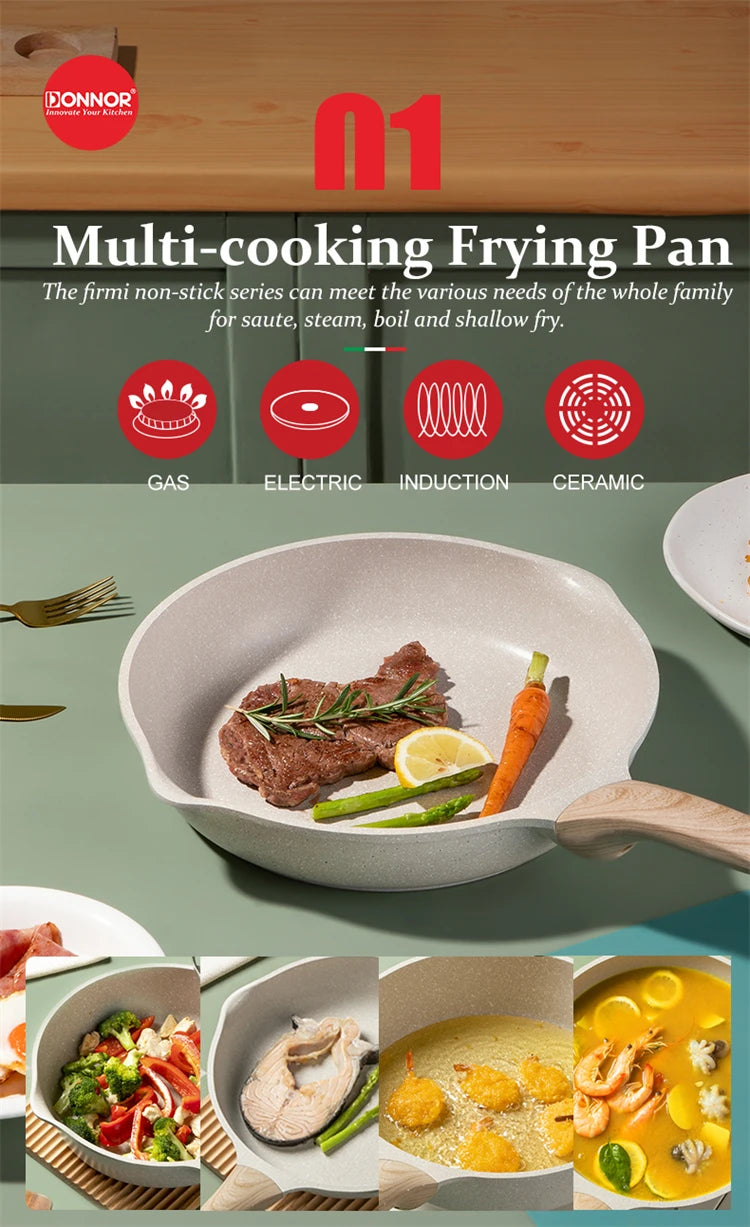 Frying Pan With Lid Nonstick Induction Cooking Skillet Granite Egg Pan Omelet Pans with Heat-Resistant Handle JT280