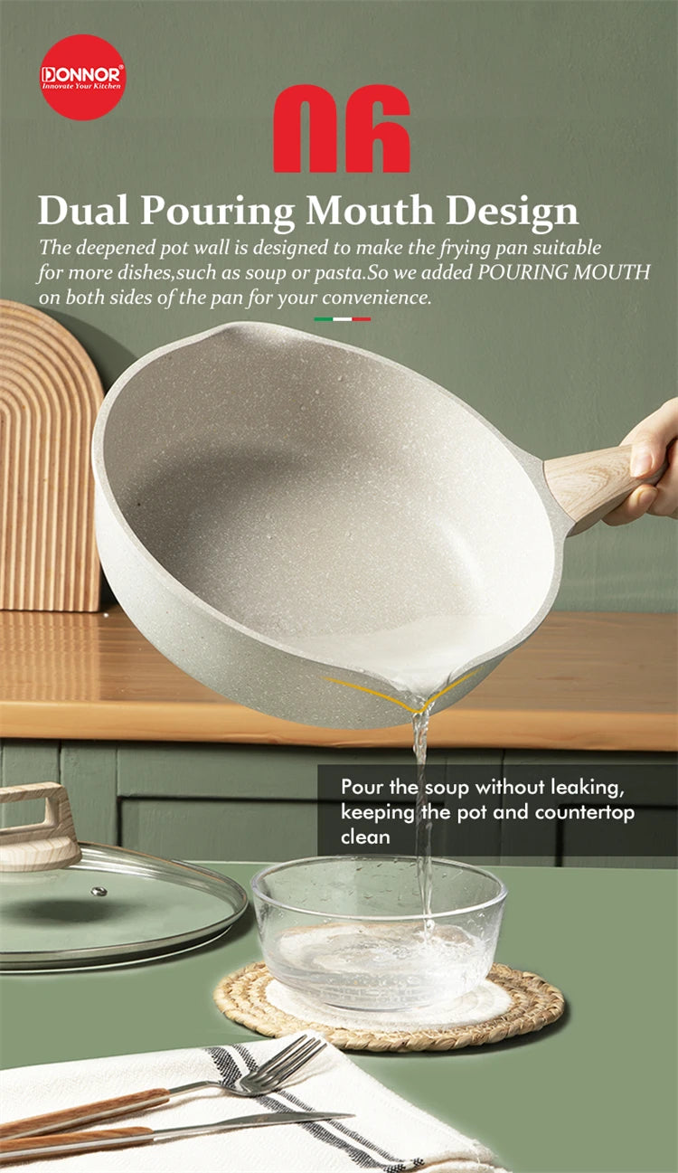 Frying Pan With Lid Nonstick Induction Cooking Skillet Granite Egg Pan Omelet Pans with Heat-Resistant Handle JT280