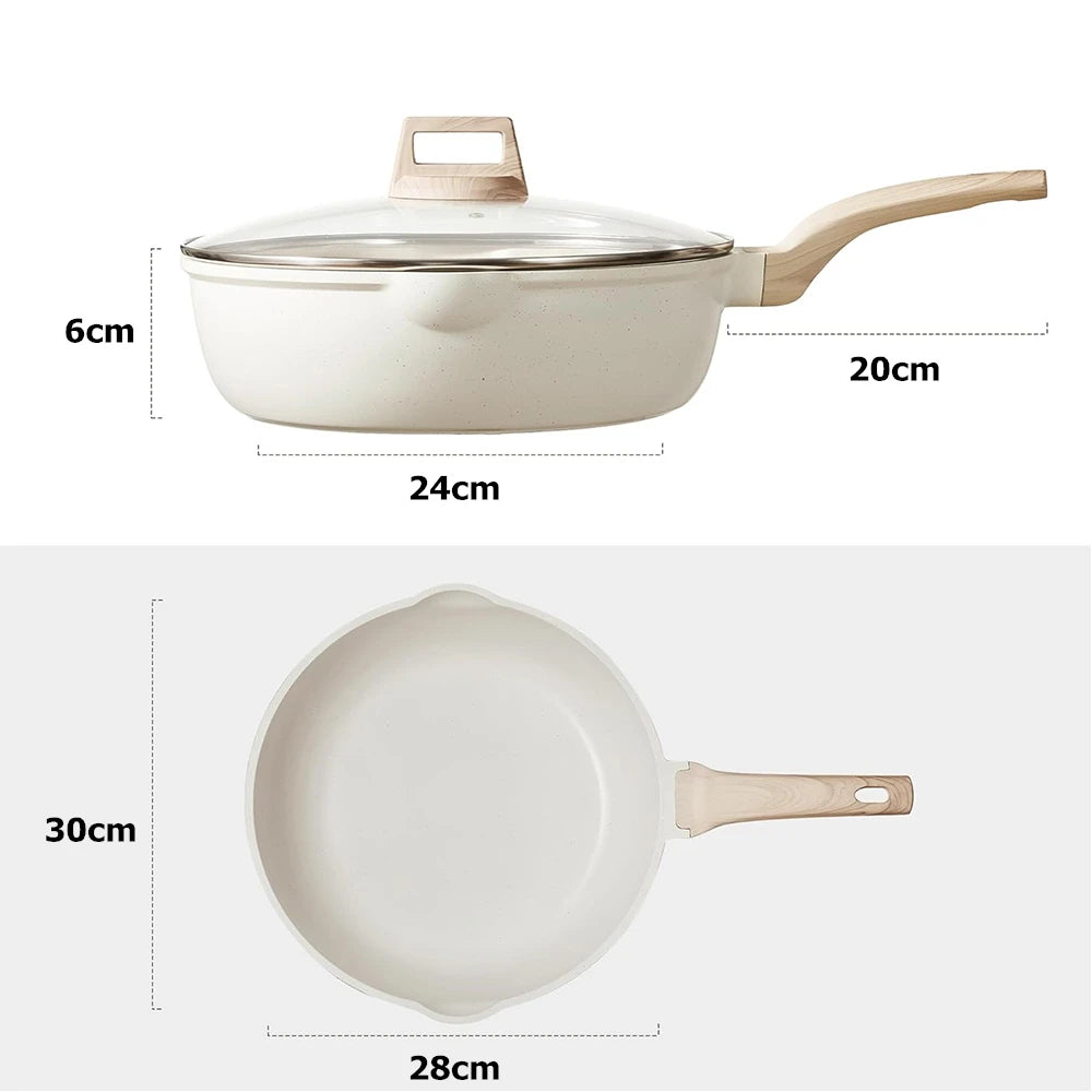 Frying Pan With Lid Nonstick Induction Cooking Skillet Granite Egg Pan Omelet Pans with Heat-Resistant Handle JT280