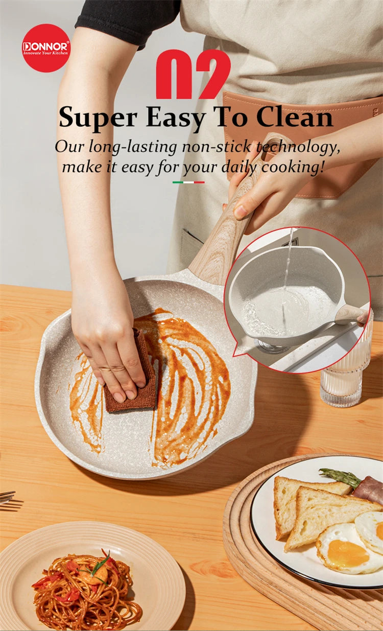 Frying Pan With Lid Nonstick Induction Cooking Skillet Granite Egg Pan Omelet Pans with Heat-Resistant Handle JT280