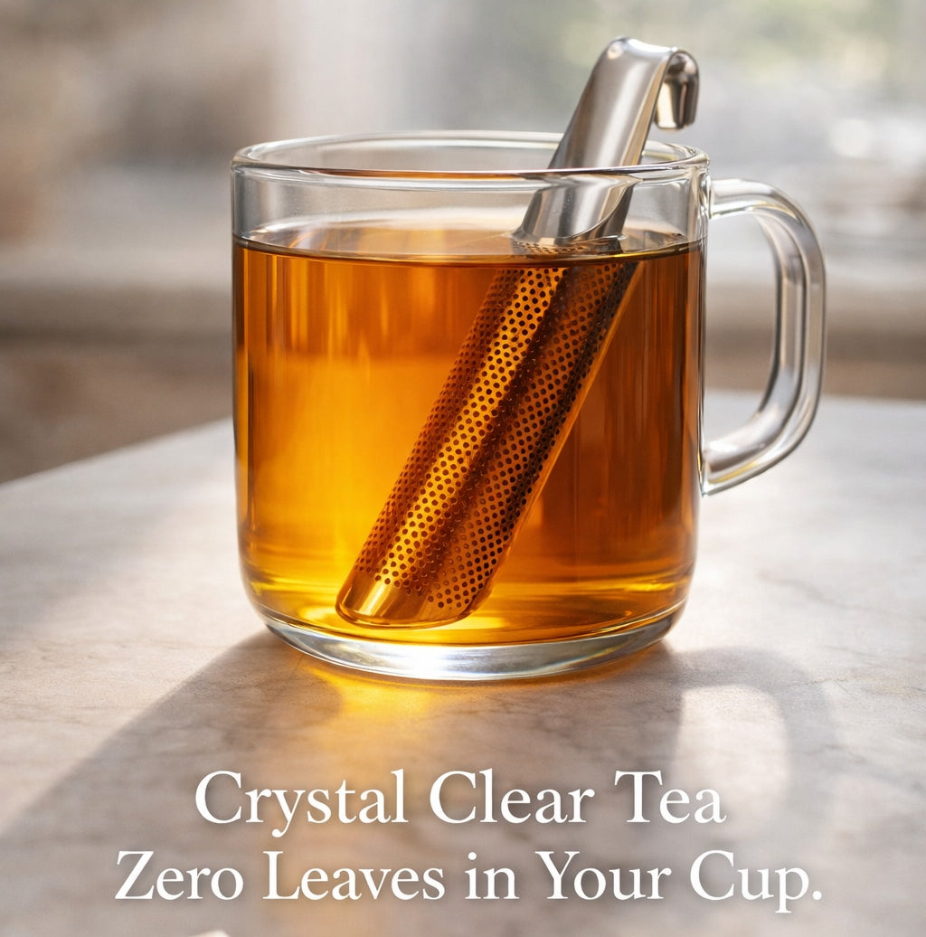 Loose tea leaf infuser in a cup