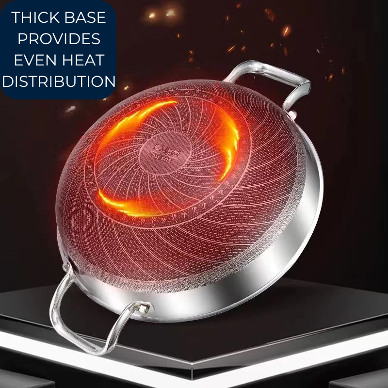 Stainless steel hot pot with even heat distribution
