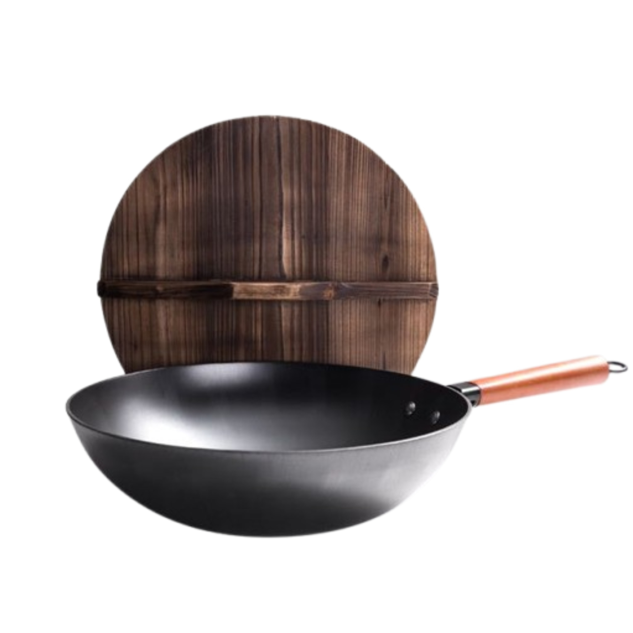 carbon steel wok with lid uncovered