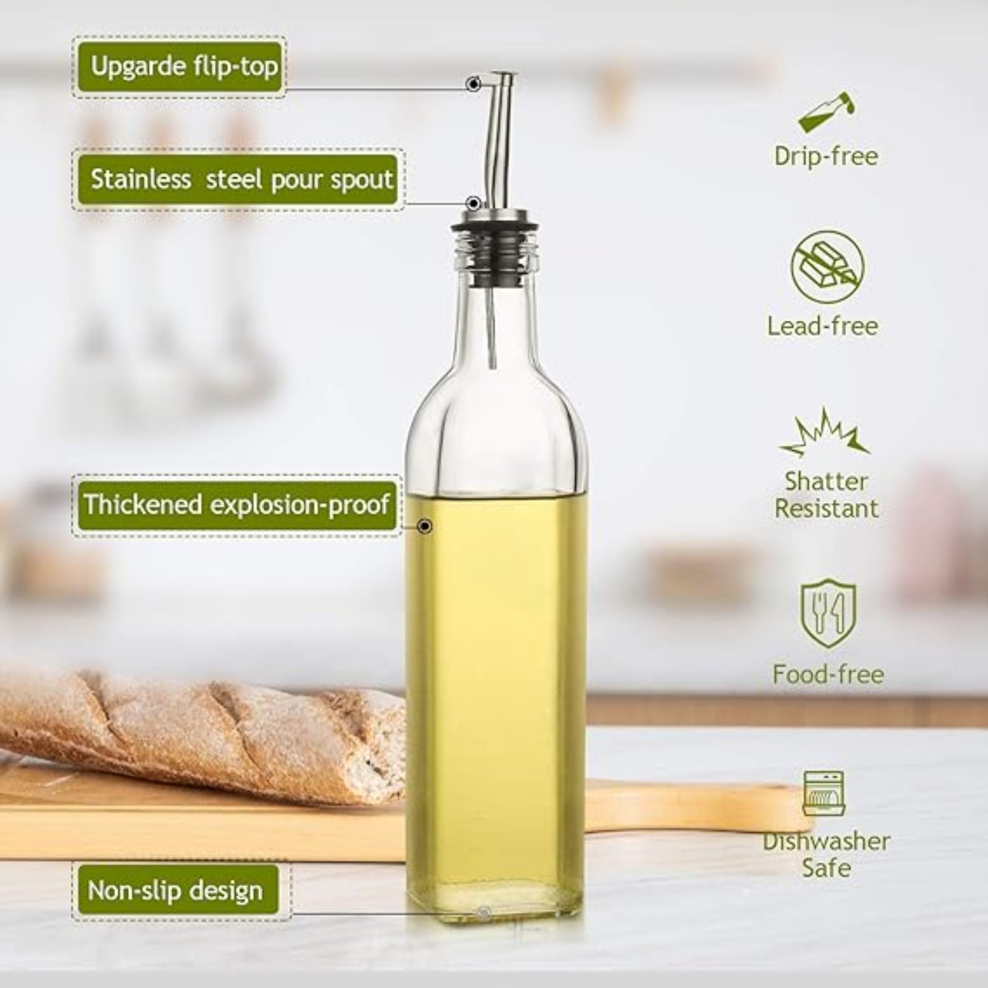 Glass oil bottle for storage