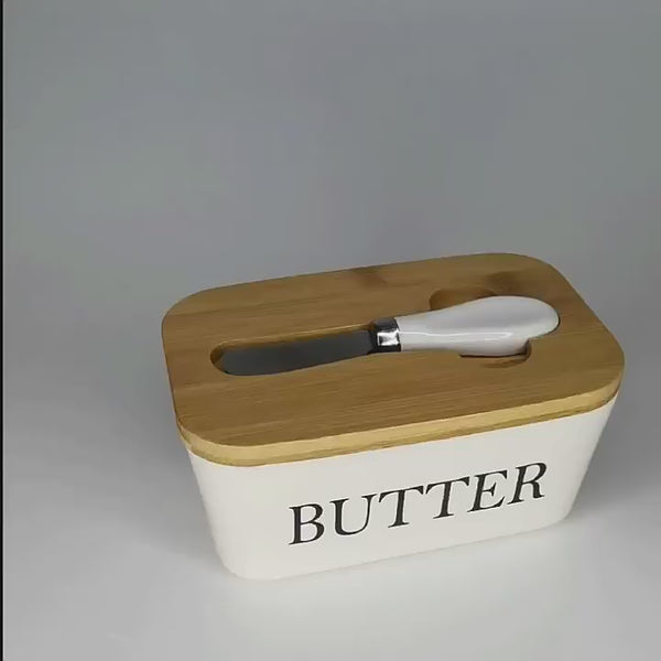 Ceramic Butter Dish with Lid and Butter Knife